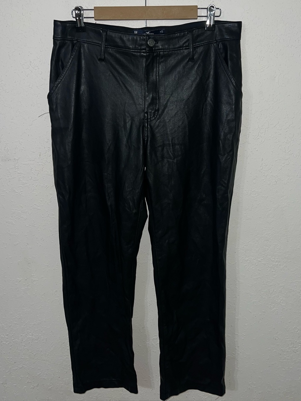 Hollister black vegan leather pants Size 15R 32W